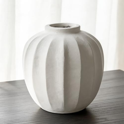 Large White Rustic Vase - 11 inch Farmhouse Flower Vase for Home Decor | Amazon (US)
