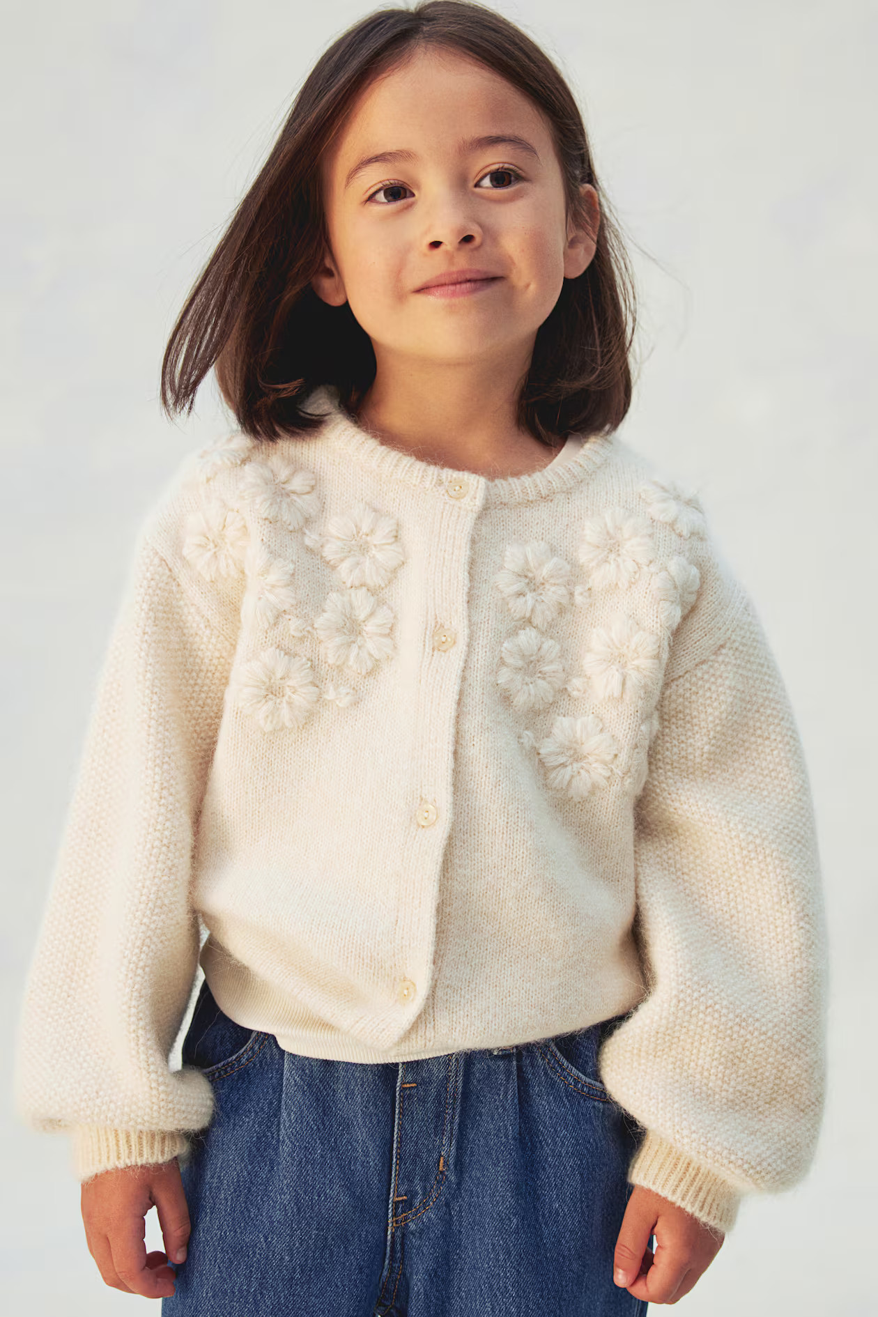 Embroidered Wool-Blend Cardigan - White - Kids | H&M US | H&M (US + CA)