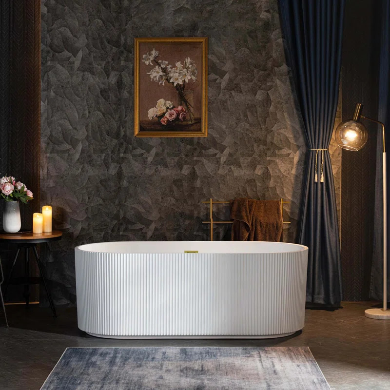 B0026-BG Pavanjit 67" x 32" Freestanding Acrylic Bathtub, Unique Artistic Design, Soaking Tub in ... | Wayfair North America
