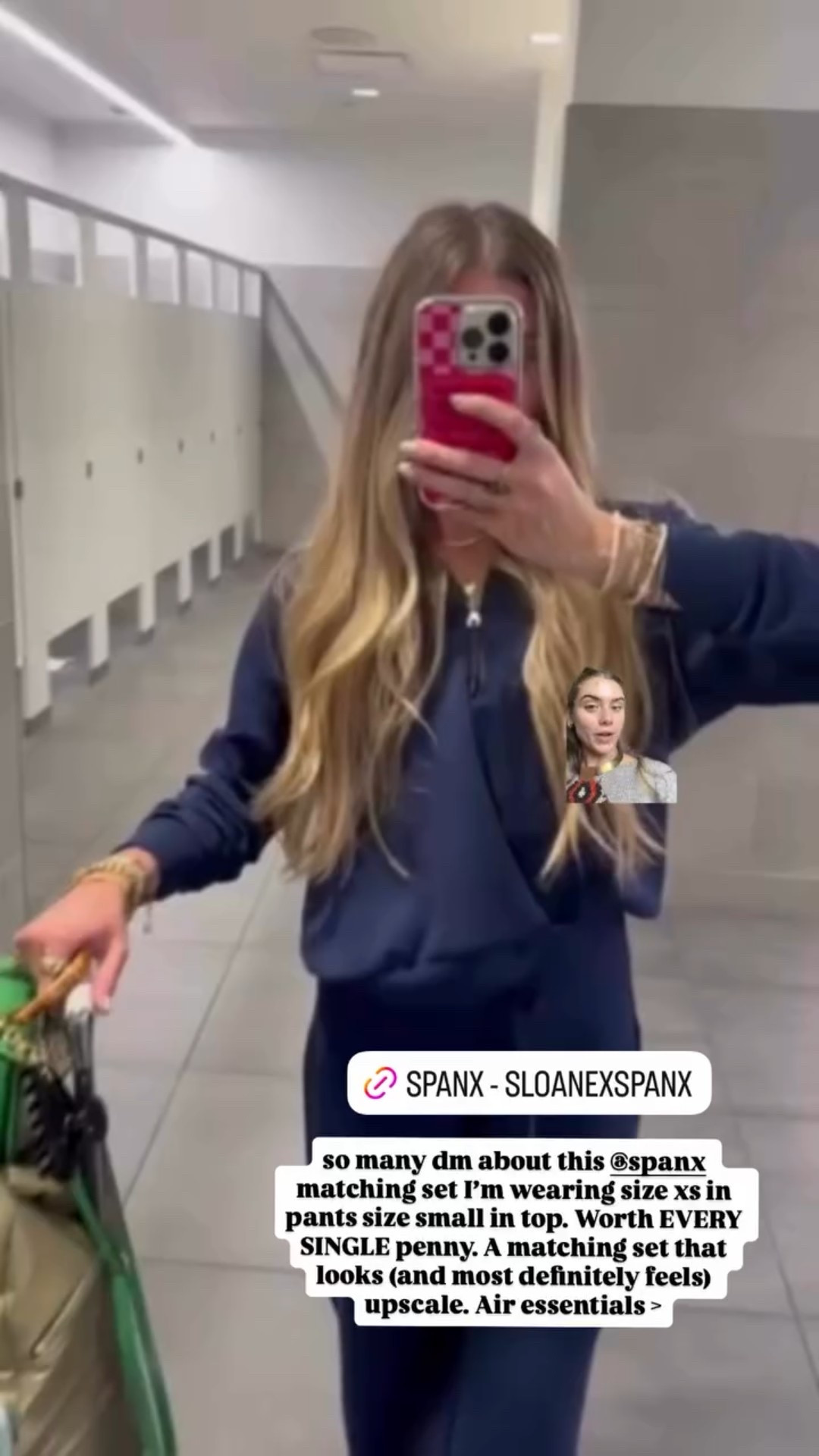 so many dm about this @spanx matching set I’m wearing size xs in pants size small in top. Worth EVERY SINGLE penny. A matching set that looks (and most definitely feels) upscale. Air essentials >