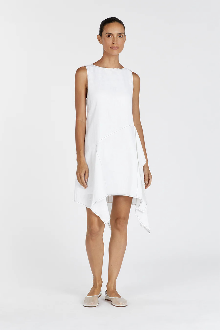 ELSIE WHITE LINEN MINI DRESS | DISSH