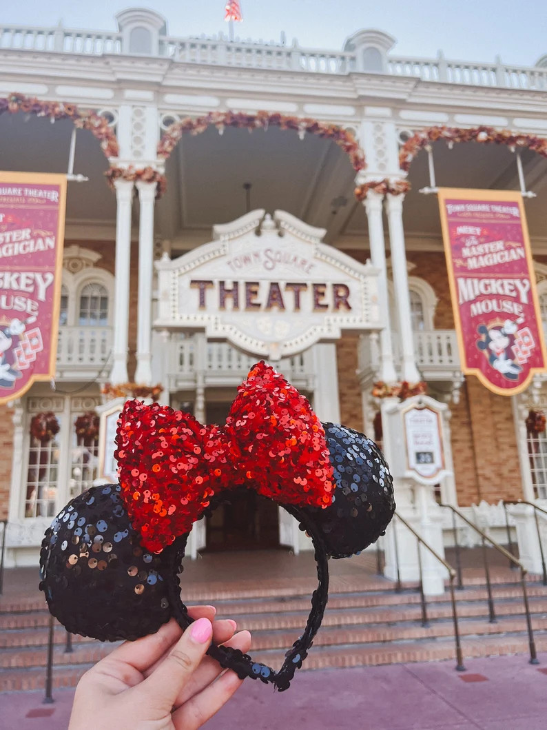 Classic Black & Red Sequin Mouse Ears - Etsy | Etsy (US)