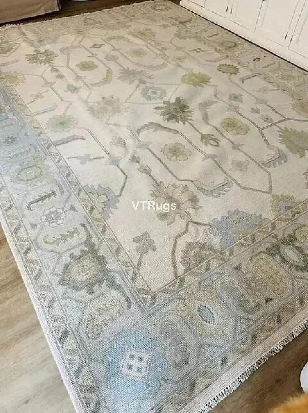 Muted Ivory Oushak Rug With Grey Green Accent, Hand Knotted Woollen Carpet in 8x10 9x12 10x14 Lar... | Etsy (US)