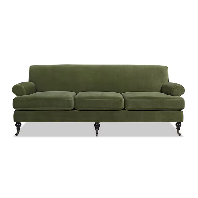 Jennifer Taylor Home Alana Lawson Three-Cushion Tight Back 88-in Farmhouse Olive Green Performanc... | Lowe's