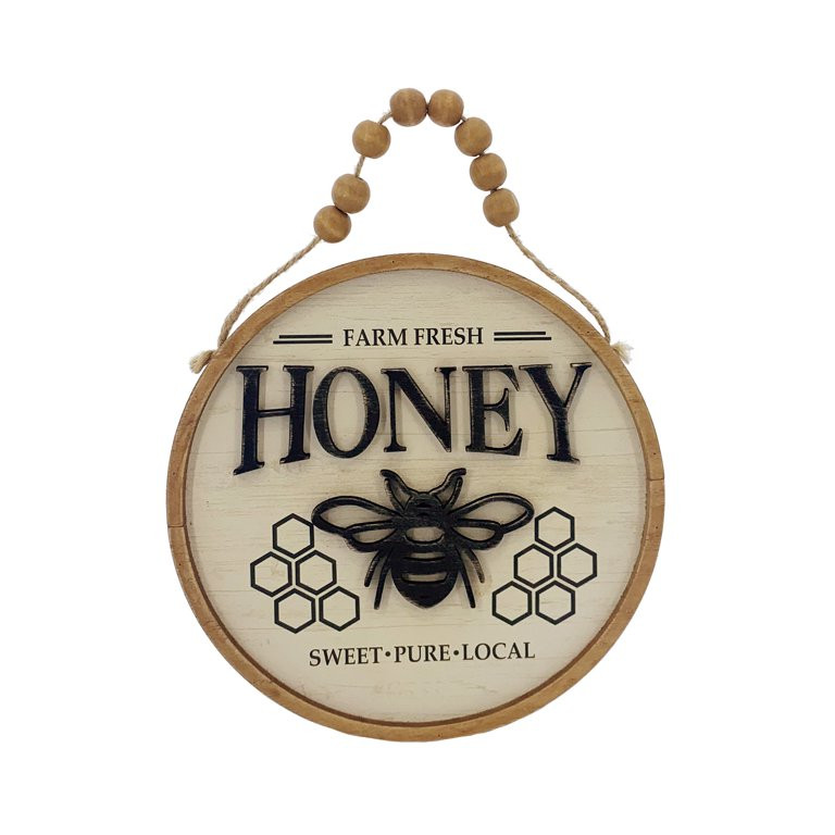 Way to Celebrate Spring Round Framed Wood Honey Bee Sign 8" | Walmart (US)