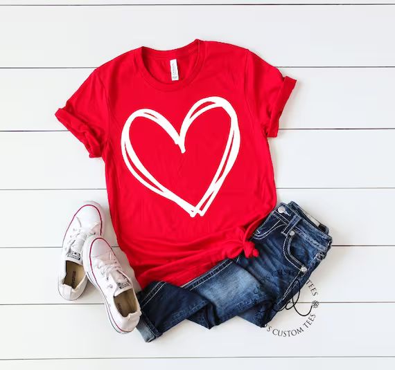 Valentine's Day Shirt - Women's Valentine's Tee - Heart Love Tee - Valentines Tees - Valentine's ... | Etsy (US)
