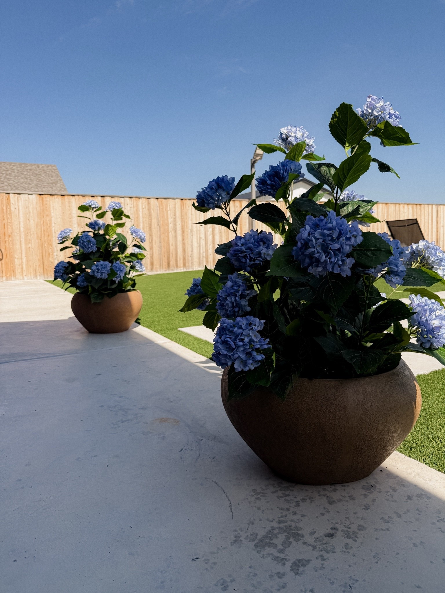 My new color to our back patio!
Walmart planters! Filled with faux rocks for weight and then mulch. I used 2 hydrangea plants per planter.

#LTKHome #LTKdayinmylife #LTKMidsize