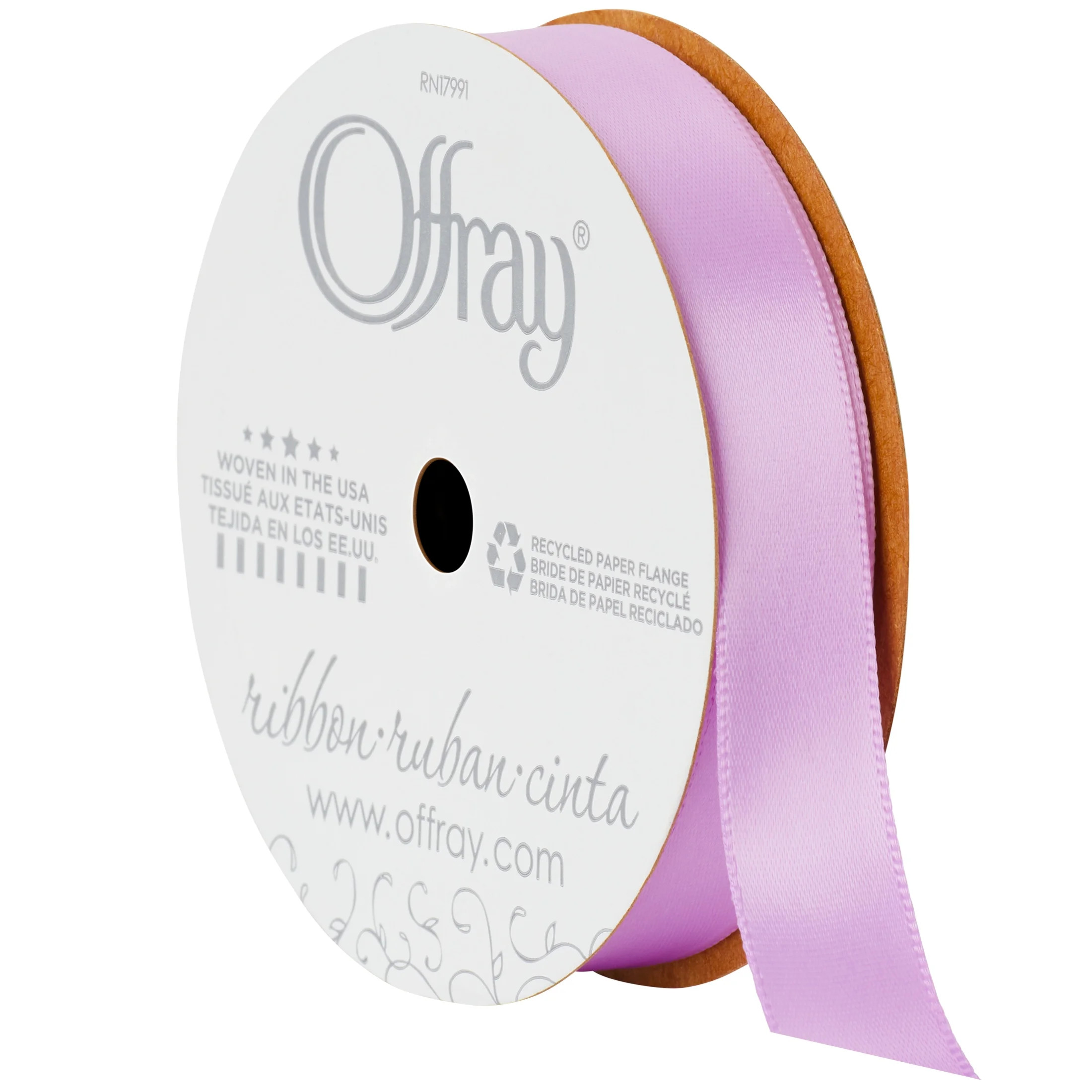 Offray Ribbon, Light Orchid Purple 5/8 inch Single Face Satin Polyester Ribbon, 18 feet | Walmart (US)