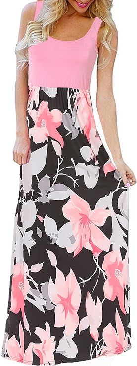 Bluetime Women's Summer Boho Sleeveless Floral Print Tank Long Maxi Dress (S-3XL) | Amazon (US)