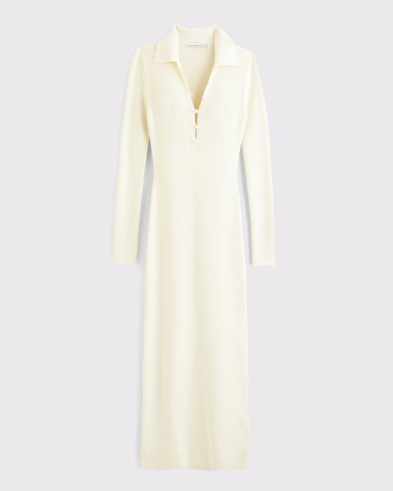Women's Long-Sleeve Collared Midi Sweater Dress | Women's Dresses & Jumpsuits | Abercrombie.com | Abercrombie & Fitch (US)