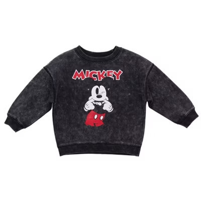 Disney Mickey Mouse Toddler Girls French Terry Matching Family Sweatshirt Black / Red 3T | Target