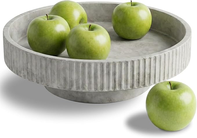 JUPTR Concrete Fruit Bowl (12") – Shallow Fluted Pedestal Decorative Centerpiece Bowl for Table... | Amazon (US)