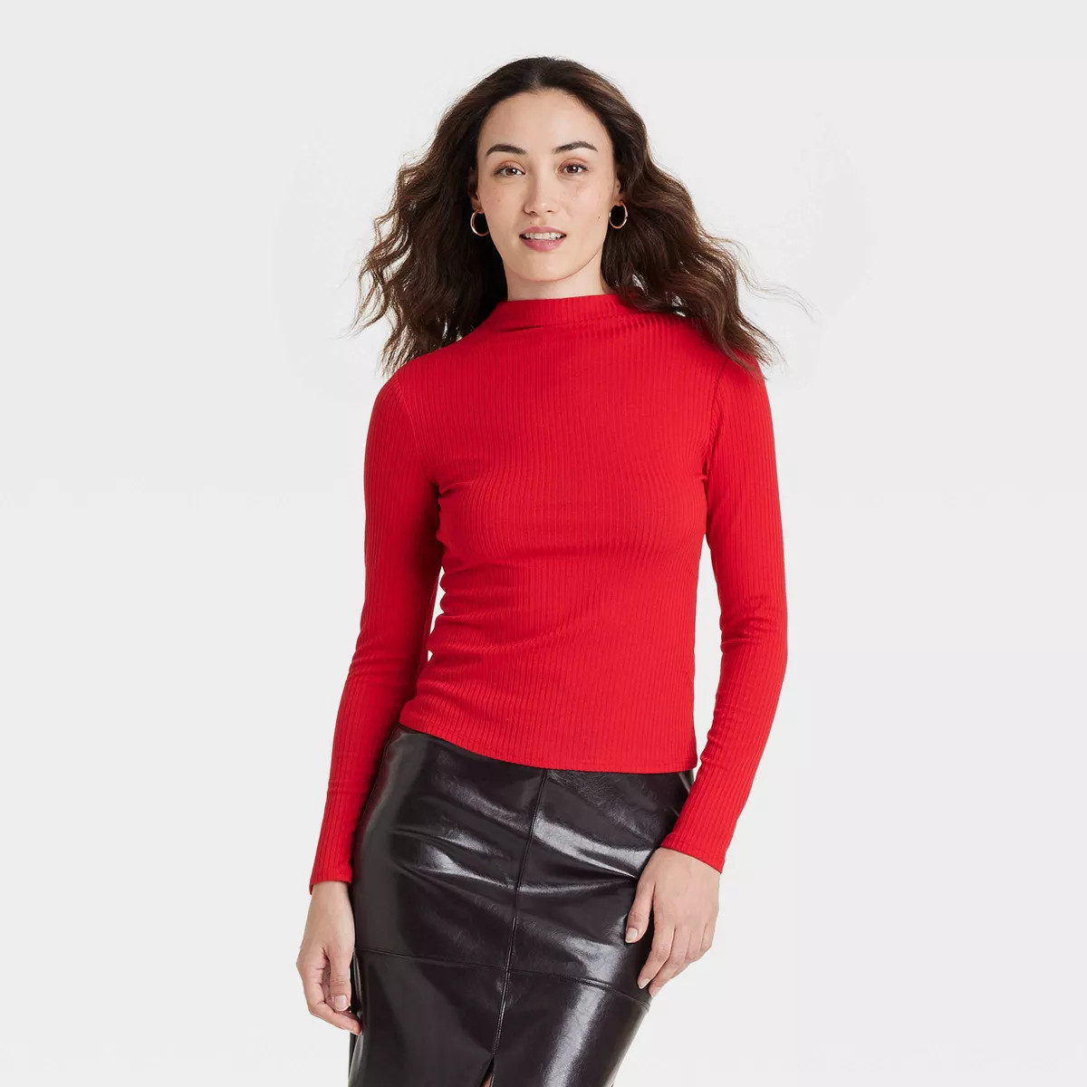 Women's Long Sleeve Mock Turtleneck T-Shirt - A New Day™ | Target