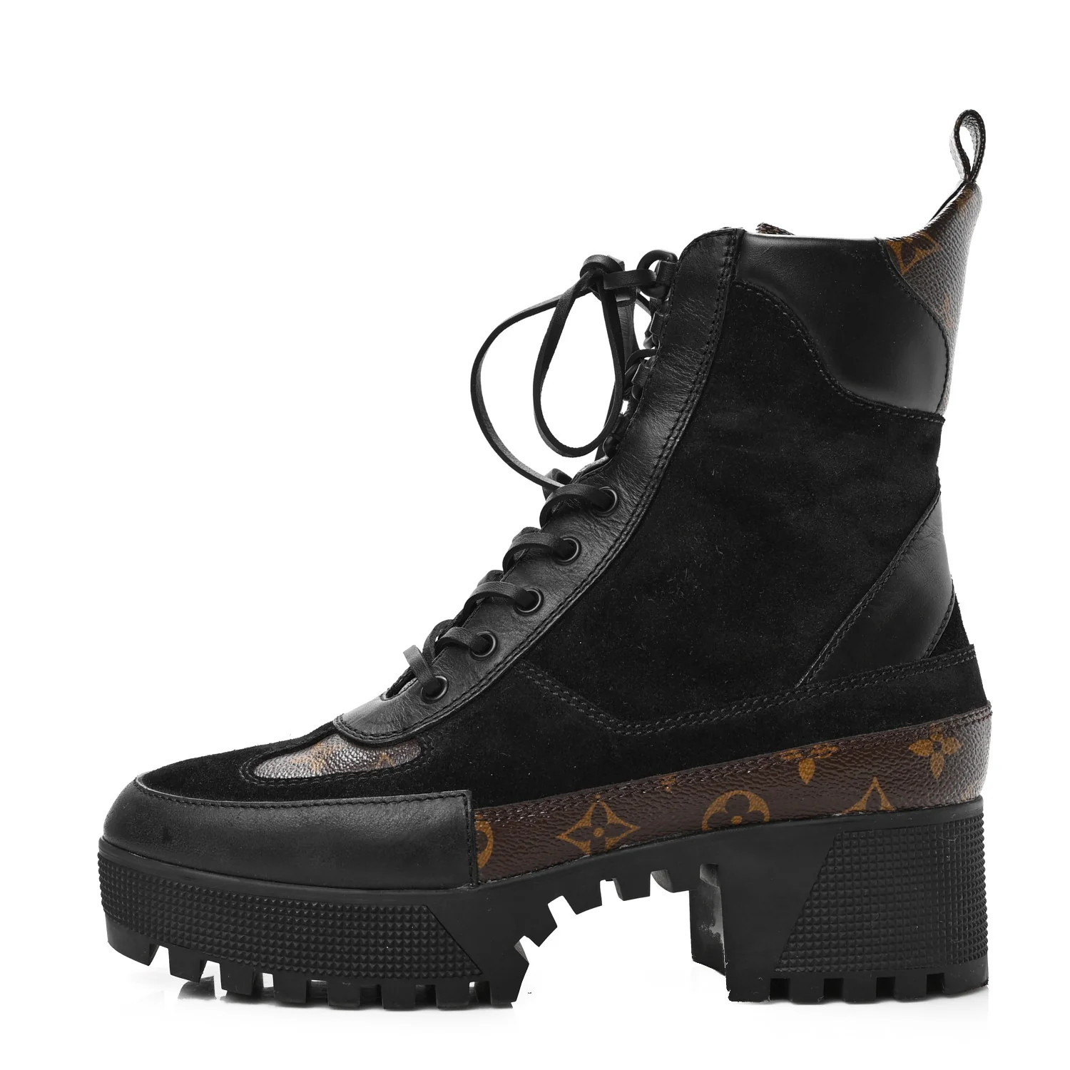 Suede Calfskin Monogram Laureate Platform Desert Boots 40 Black | FASHIONPHILE (US)