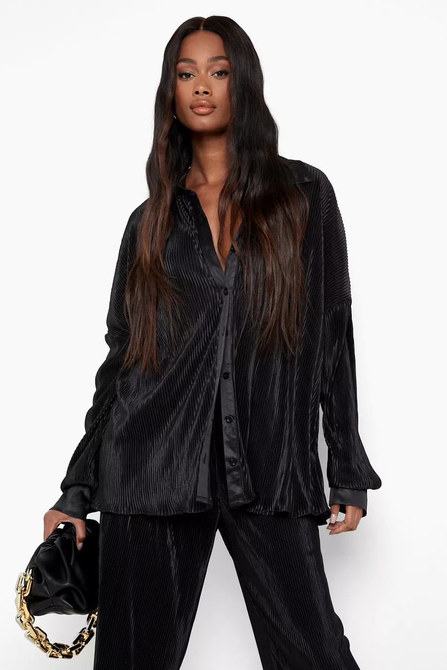Premium Oversized Plisse Blouse | Boohoo.com (NL)