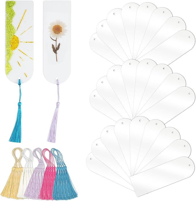 Acrylic Bookmarks Blanks Bulk 50PCS Semicircle Clear Bookmark Plastic Blank 25 Sets with 5 Color ... | Amazon (US)