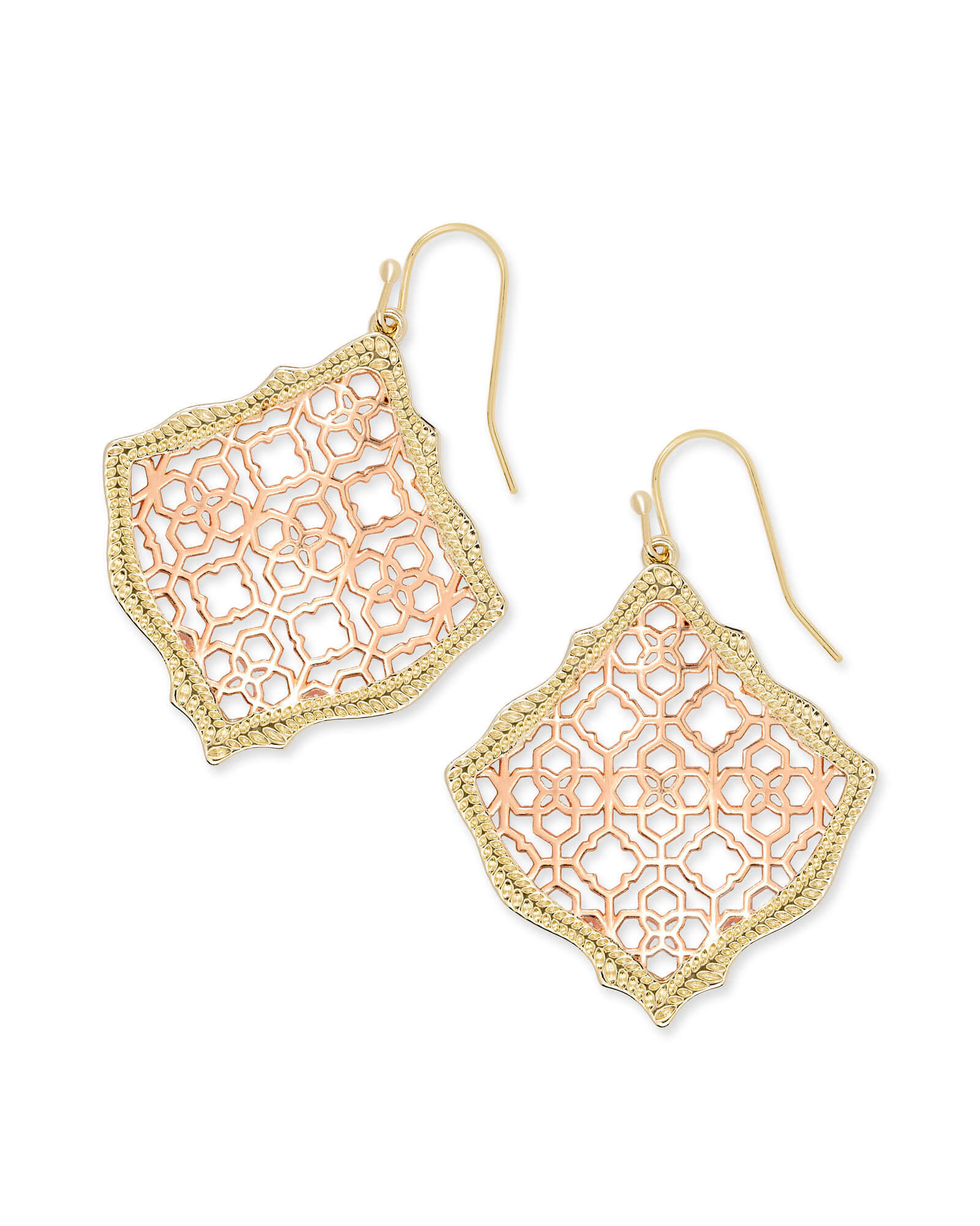 Kirsten Gold Drop Earrings in Rose Gold Filigree Mix | Kendra Scott