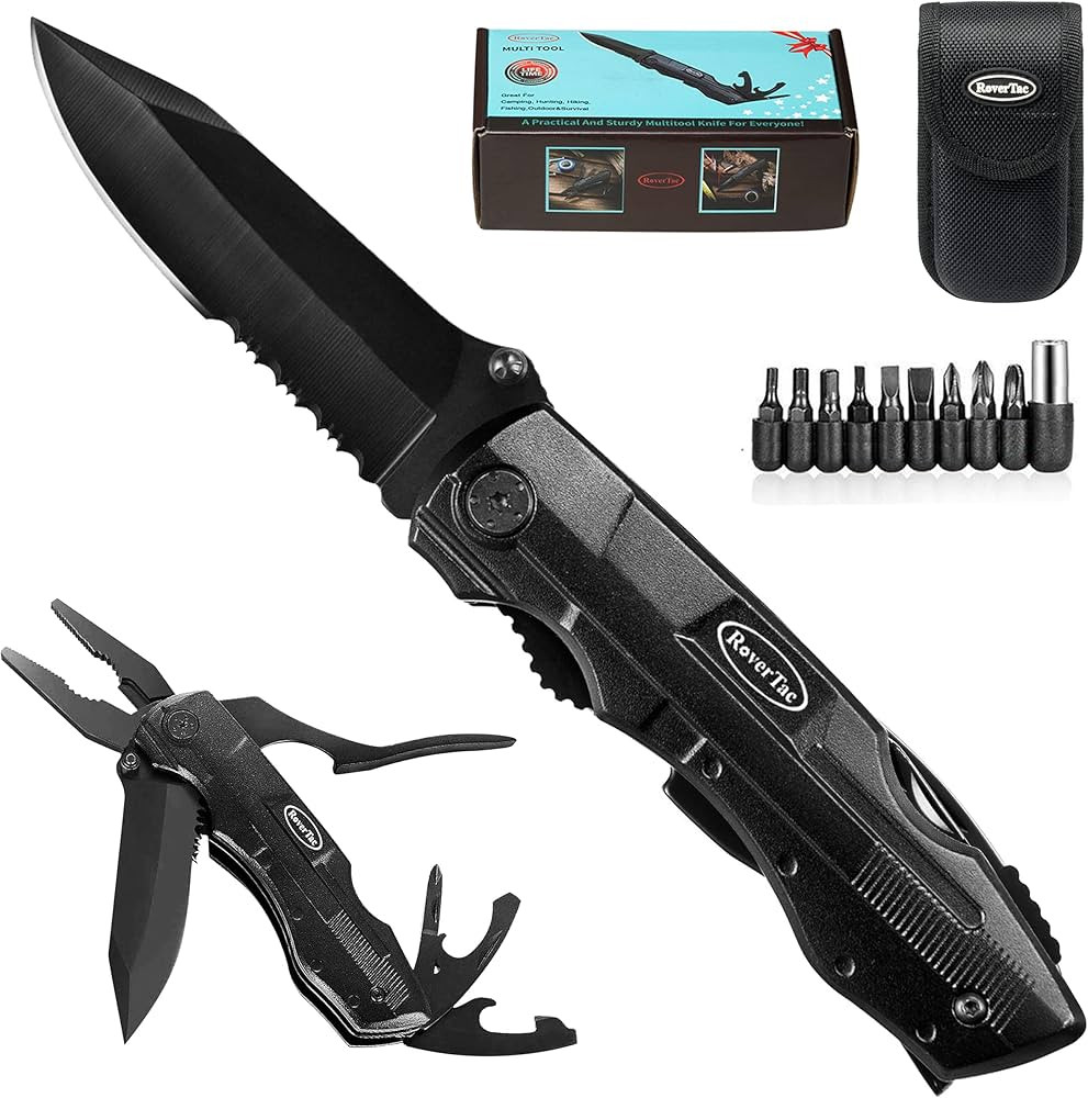 RoverTac Pocket Knife Multitool Tactical Folding Knife Survival Camping Knife 9-Pack Screwdrivers... | Amazon (US)