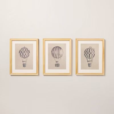 11"x14" Hot Air Balloon Sketch Framed Wall Art (Set of 3) - Hearth & Hand™ with Magnolia | Target