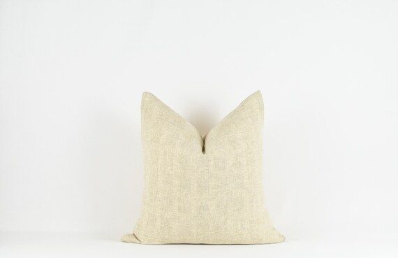 Eureka Beige Sand Color Linen Cotton Pillow Cover | Etsy | Etsy (US)