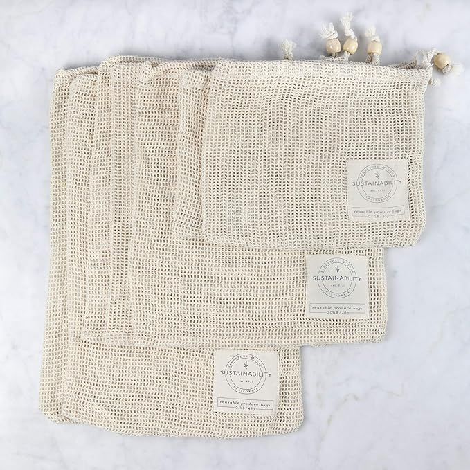 Sandstone & Sage Reusable Produce Bags - Organic Cotton Mesh Zero Waste Biodegradable Grocery Bag... | Amazon (US)