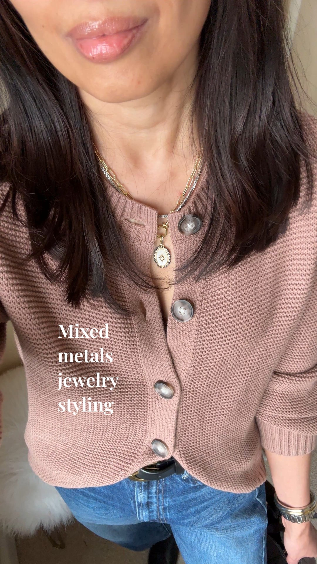 Cardigan: day to night. 
- Day: Wear open or closed over a white t-shirt. Comfy wide leg jeans. Sneakers. Chunky charm necklace and textured bracelet stack. Suede shoulder bag. 
- Night: Wear alone, keep some top and bottom buttons open. Dark denim jeans. Belt  Booties. Tennis necklace and vintage charm necklace combo. Mixed metals shiny cuff bracelets. Handheld mini bag. 

- Exact cardigan is 100% cotton. I sized up here, but may actually prefer true to size. 



#LTKootd #LTKOver40