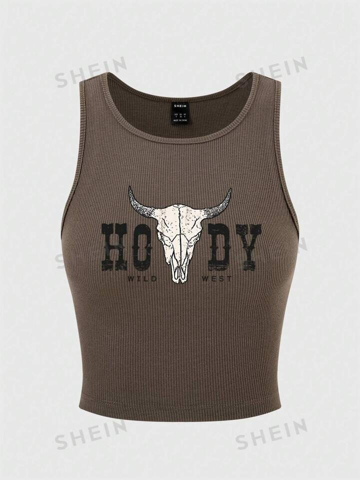 SHEIN Coolane Letter Graphic Crop Tank Top | SHEIN