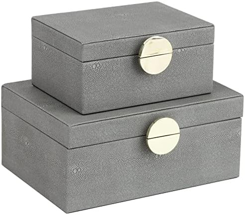 HofferRuffer Faux Leather Jewelry Boxes, Decorative Boxes Storage Accessory Organizer with Gold H... | Amazon (US)
