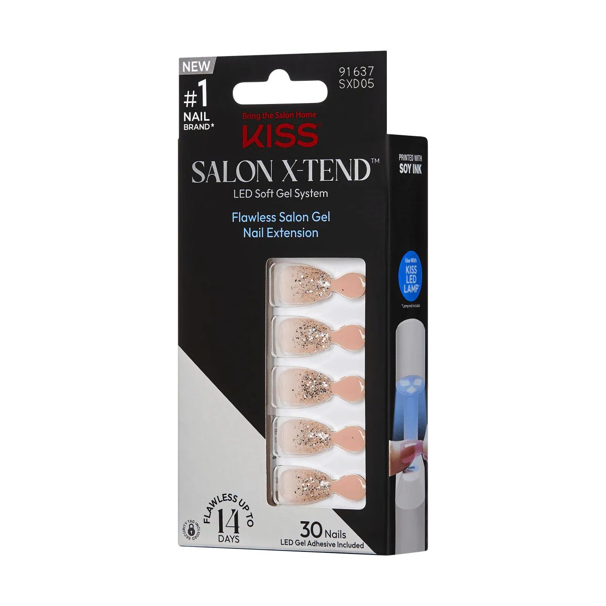 KISS Salon X-tend LED Soft Gel System Decorated Nails, Silver, Short Coffin, 34 Ct. | KISS, imPRESS, JOAH