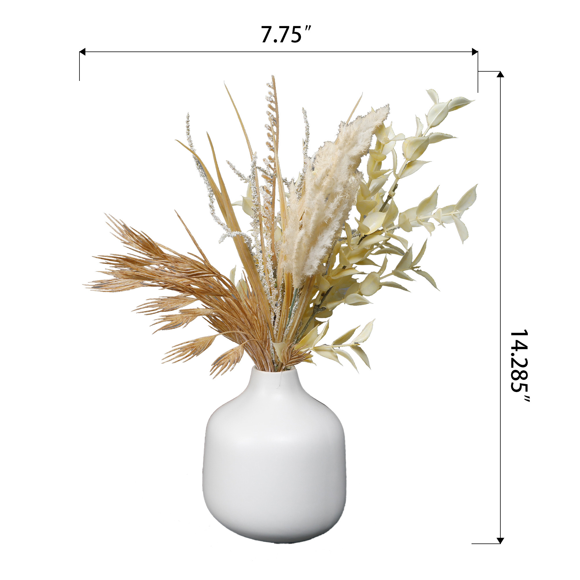 Flora Bunda 14.3" Tabletop Artificial Fall Floral Arrangement in Matte White Ceramic Vase | Walmart (US)