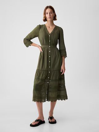 Textured Crinkle Lace Midi Dress | Gap (US)
