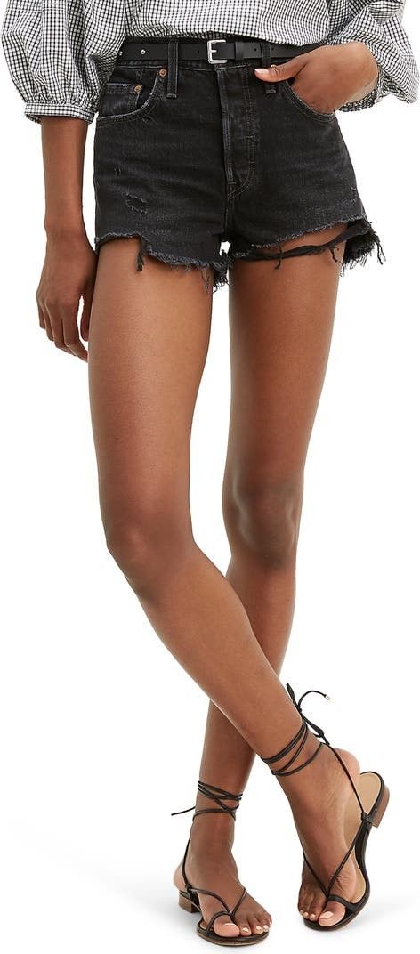 501® Original Cutoff Denim Shorts Black Shorts Denim Shorts Summer Outfits Beach Outfit  | Nordstrom