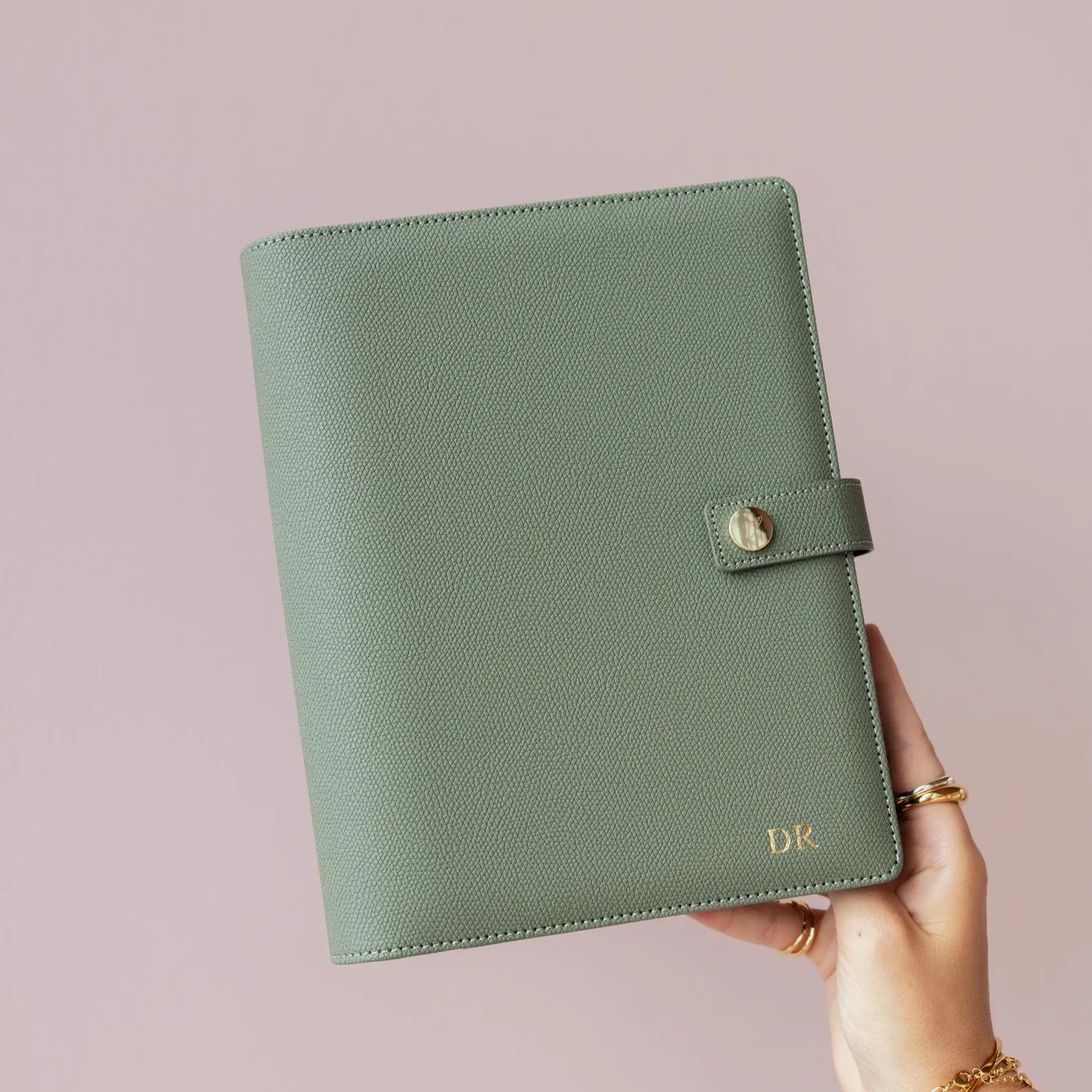 Personalised A5 Ring Binder: Lychee Faux Leather Gold Detail Ring Binder agenda for A5 size inser... | Etsy (US)