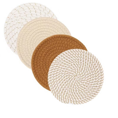 Itopfox 4-Piece Heat Resistant Trivets for Hot Dishes, Pots and Pans, Kitchen Hot Pads, Farmhouse Decor, Home Essentials, Fall Decorations (Brown) | Target