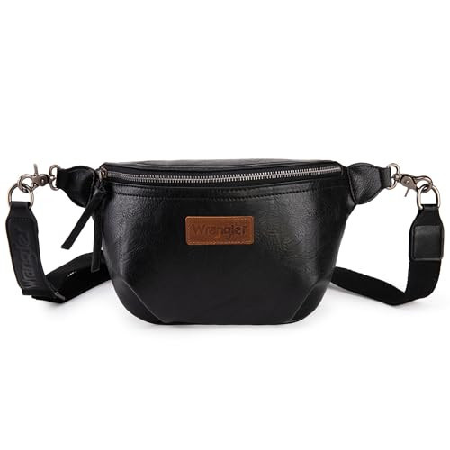 Wrangler Large Fanny Packs for Women Waist Bag Travel Belt Bags Crossbody Sling Purse Black AR-WG82-194BK | Amazon (US)
