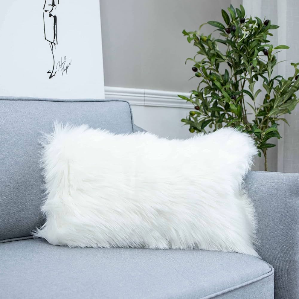 LIGICKY Decorative Lumbar Soft Faux Fur Throw Pillow Cover Luxury Series Rectangle Plush Pillow C... | Amazon (US)