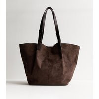 Brown Faux Suede Shopper Tote Bag Vegan New Look | New Look (UK)