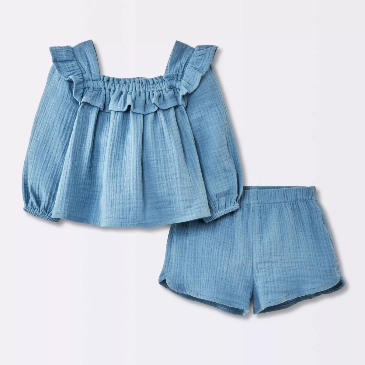 Baby Girls' 2pc Gauze Long Sleeve Top and Bloomer Set - Cloud Island™ Blue | Target