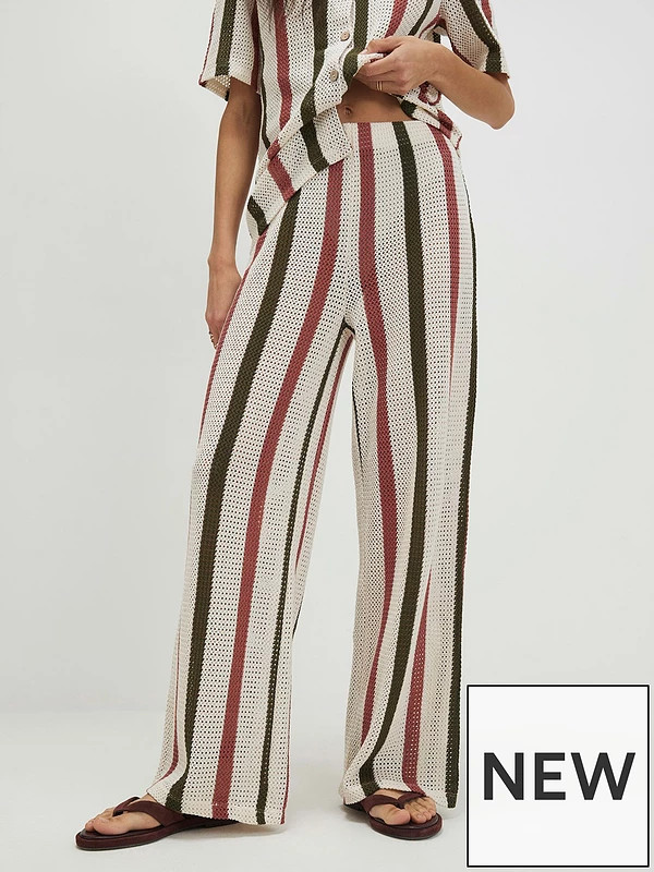 River Island Cream Crochet Stripe Trousers Co-ord | Very (UK)