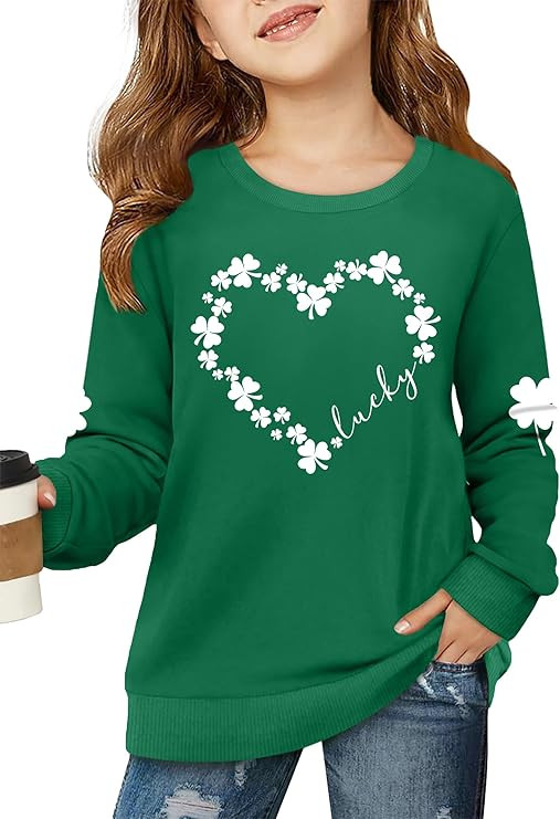 PECHAR Girls Boys St Patricks Day Shirt for Kids St Patty's Day Sweatshirt Lucky Clover Long Slee... | Amazon (US)