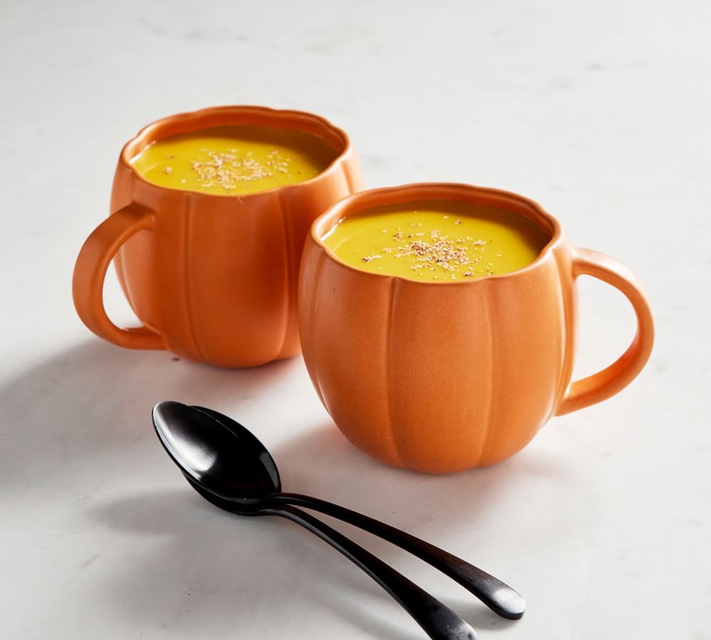 Pumpkin Shaped Stoneware Mugs | Pottery Barn (US)