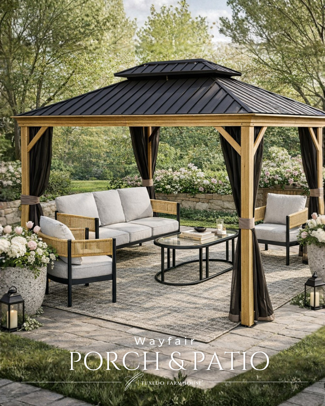 Wayfair - Porch & Patio

Spring patio refresh, but make it elegant 🌿

This cozy outdoor setup pairs a warm wood gazebo with soft neutral seating, a textured indoor/outdoor rug, and oversized ceramic planters for a polished garden look. The mix of woven accents, light cushions, and natural textures creates a relaxed space that’s perfect for coffee in the morning or wine at sunset. 

 #LTKSeasonal #LTKHome #LTKSaleAlert