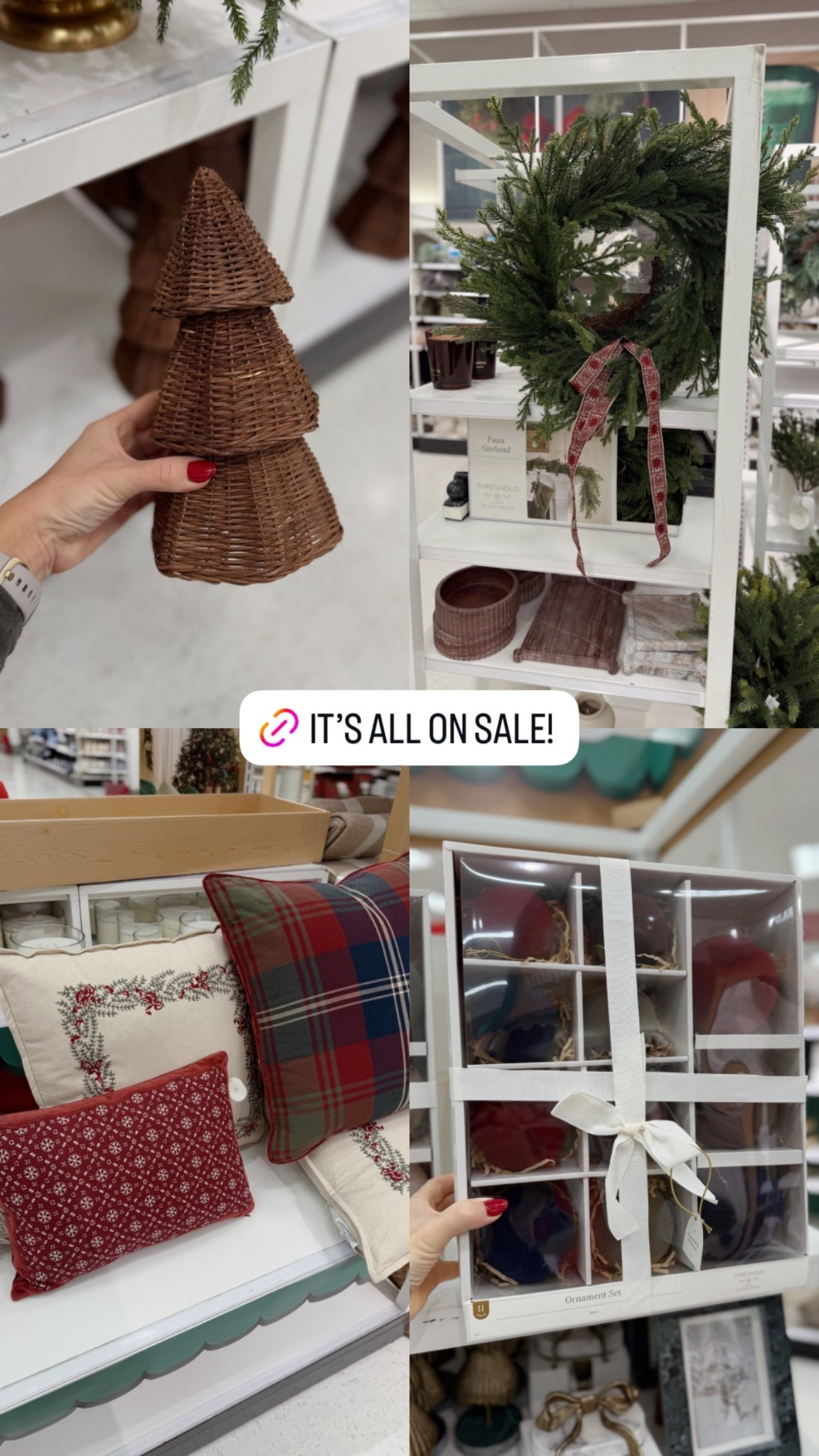 Target studio McGee Christmas is all 30% off today! I love these woven trees, I now have four. This pillow combo is so pretty! I also bought these flocked ornaments, and this wreath looks so realistic.

#LTKHome #LTKHoliday #LTKSaleAlert