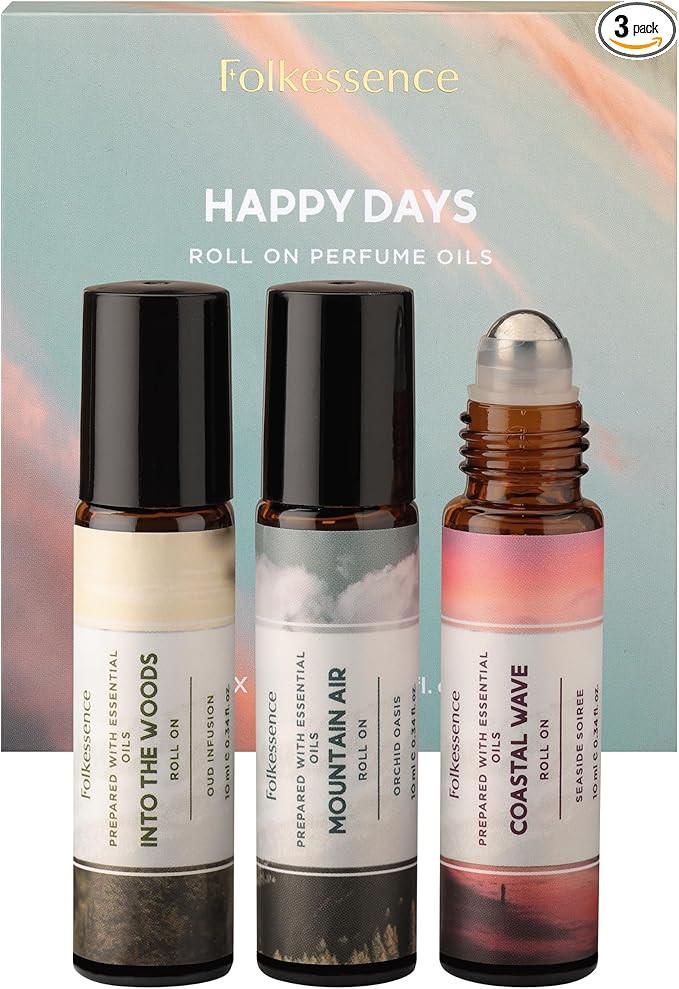 Folkulture Roll On Perfume Set of 3 for Skin, Fragrance Oil Roll On Blends for Massage, Relaxatio... | Amazon (US)