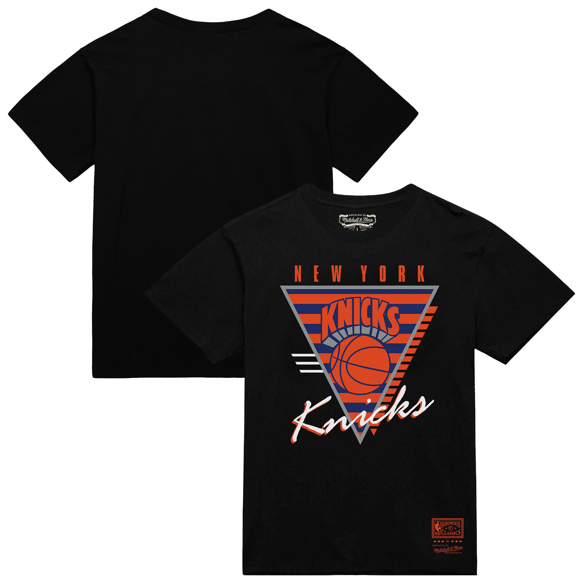 Men's Mitchell & Ness  Black New York Knicks Worldwide Collection Tri-Logo T-Shirt | Fanatics