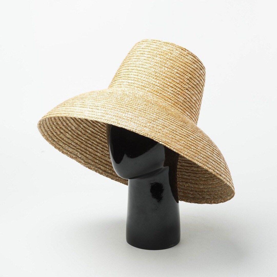 Elegant lafite straw hat children summer beach folding along the sun hat hanging side face | Etsy (US)