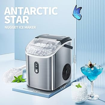 Nugget Countertop Ice Maker with Soft Chewable Ice, 34Lbs/24H, Pebble Portable Ice Machine with I... | Amazon (US)
