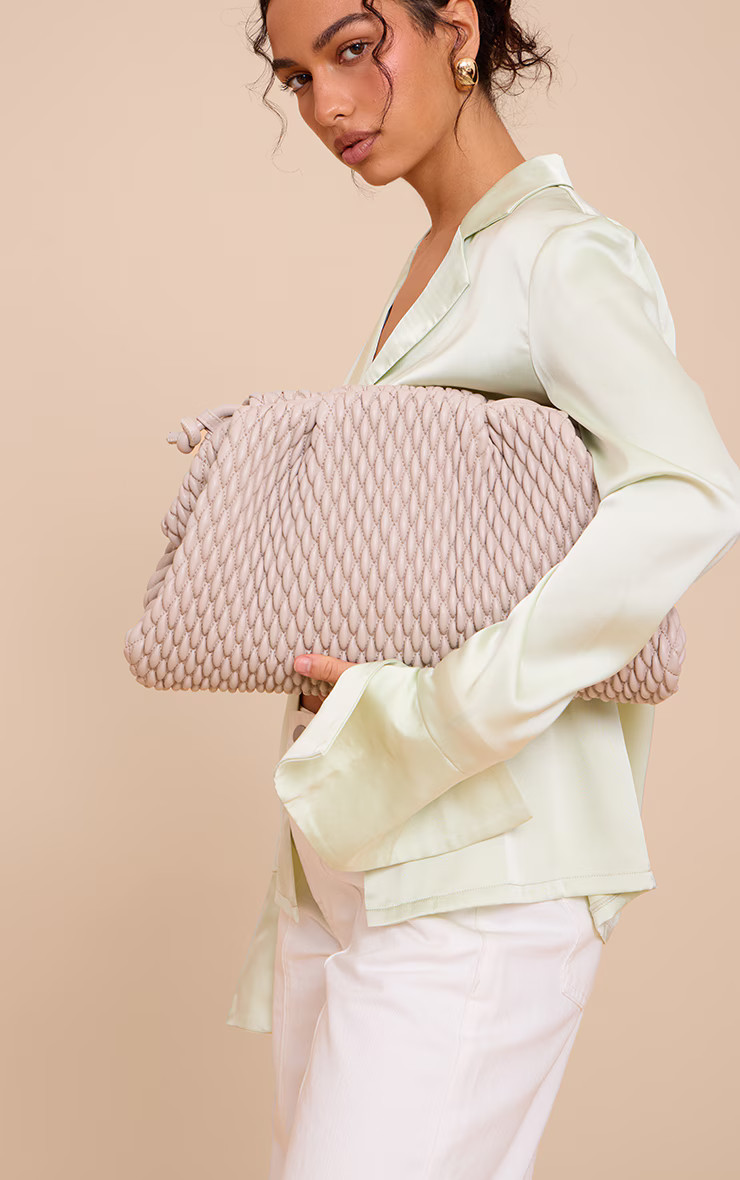 Stone Soft PU Weave Clutch Bag | Pretty Little Thing (Australia & New Zealand)