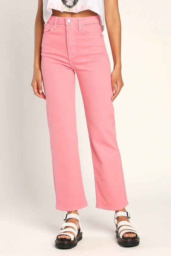 Cool Girl Vibes Pink Denim High-Waisted Dad Jeans | Lulus