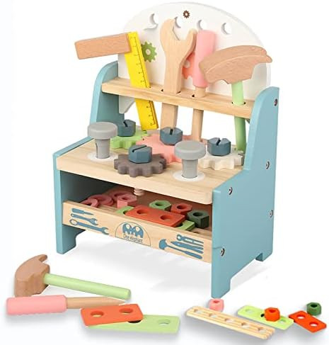 Varbertos Mini Tool Bench for Kids Toddlers, Wooden Tool Workbench Set, Construction Workshop Preten | Amazon (US)